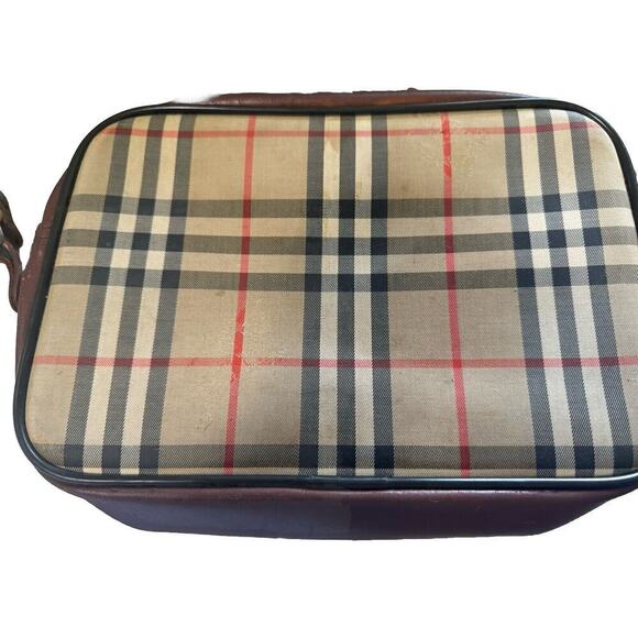 Burberry Vintage Shoulder Bag Horse Shadow old canvas Leather Nova Check PROJECT - Picture 3 of 11